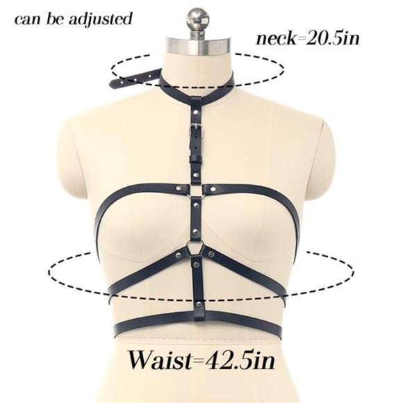 Bodiy Women Waist Harness Belt Black Punk Leather Body Chain Adjustable Gothic main image 5